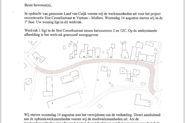 Start werkzaamheden Sint Cornelisstraat